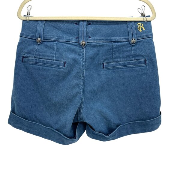Rich & Skinny Silky Womens 30 Shorts High Rise Cuffed Blue Shorts - Picture 2 of 7